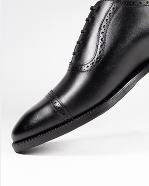 Black Brogue Oxford with Rubber Half Soles