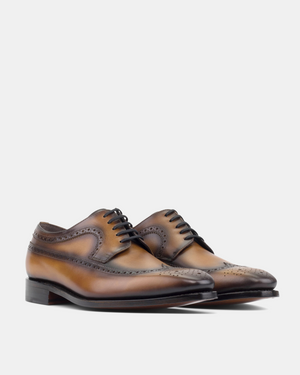Alex Tobacco Wingtip Derby with Half-Rubber Soles - 722