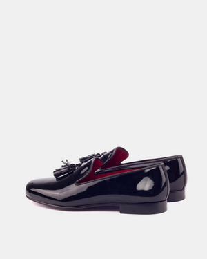 Black Patent Tassel Slippers
