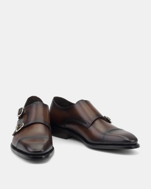 Francis Brown Double Monk Strap with Half-Rubber Soles - 722