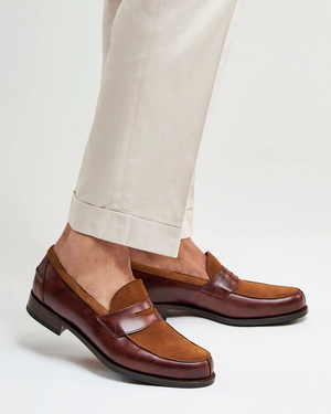 Museum Cognac Leather & Tobacco Suede Loafer