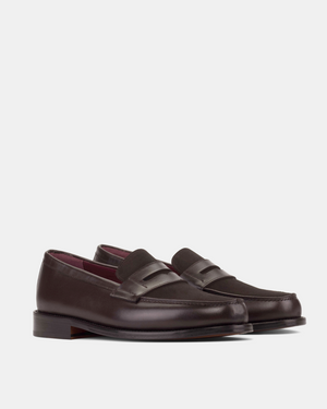 Henry Brown Calf & Suede Penny Loafer - 144