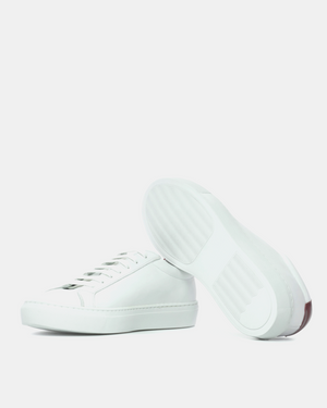 White Low Kick Sneaker Red Heel Tab