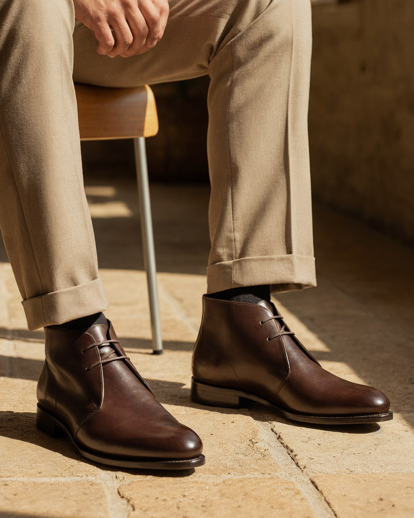 Dark Brown Chukka with Half-Rubber Soles - 675