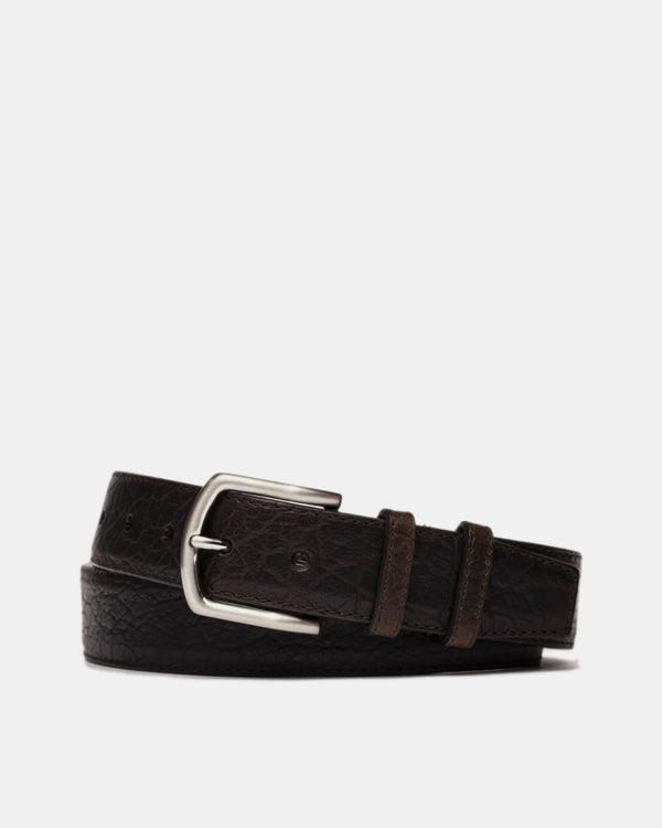 American Bison Belt in Chocolate Leather - Cobbler Union