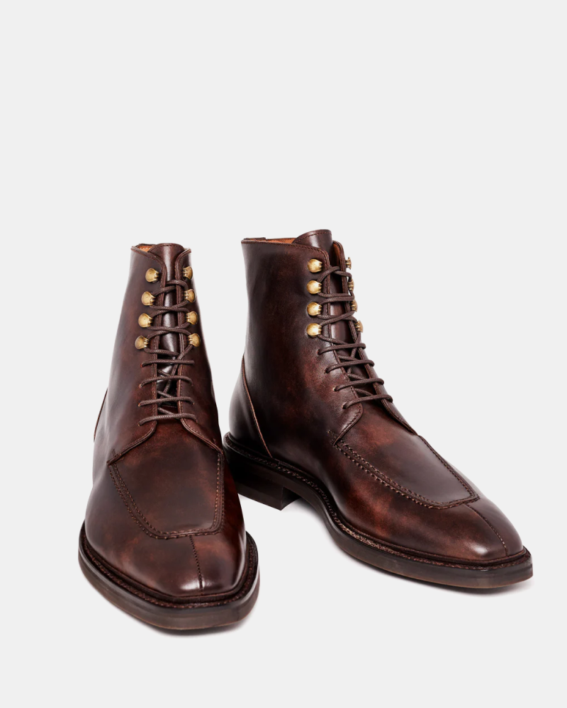 Brown Split-Toe Derby Shoes - Hand-Burnished - CONGRESS by Civardi