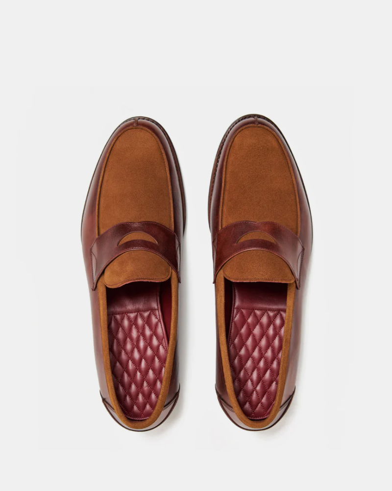 Museum Cognac Leather &amp; Tobacco Suede Loafer