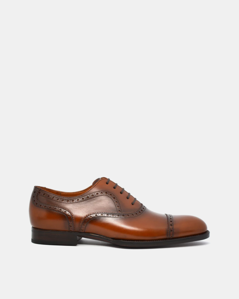 Cognac Brogue Cap Toe Oxford Shoe - Cobbler Union