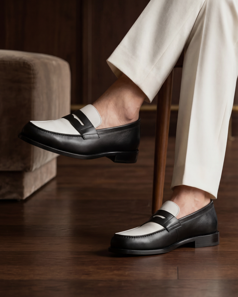 Henry Black &amp; White Penny Loafer - 144