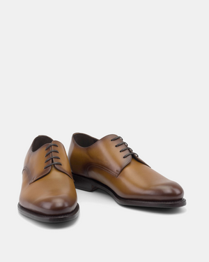 Marco Derby in Tobacco Calf with Half-Rubber Soles - 675