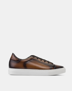 Cognac Burnished Leather Dress Sneaker