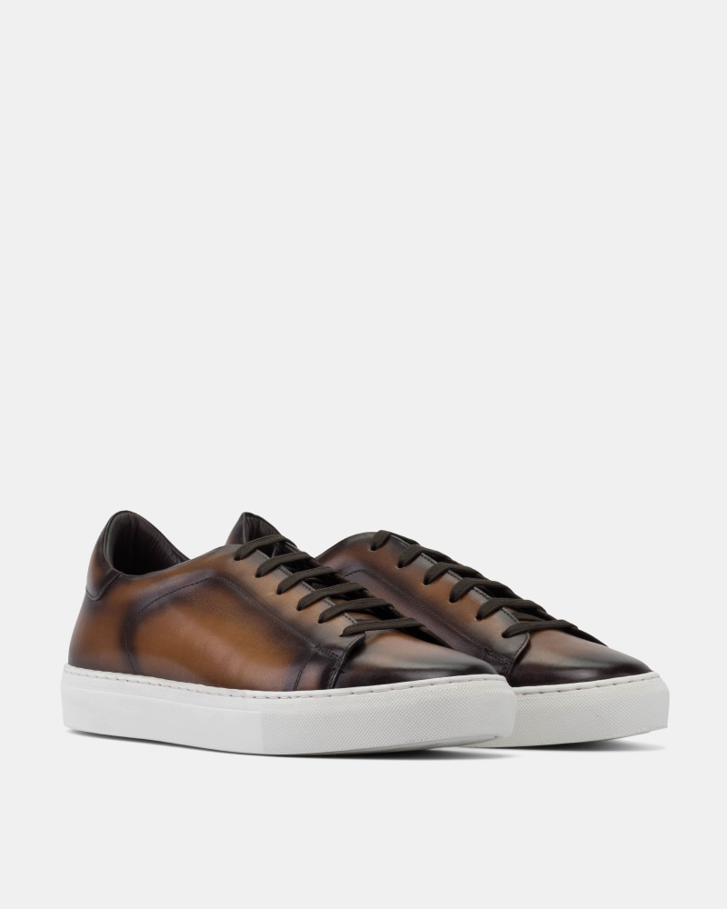 Cognac Burnished Leather Dress Sneaker