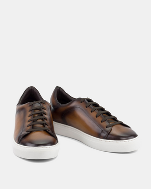 Cognac Burnished Leather Dress Sneaker