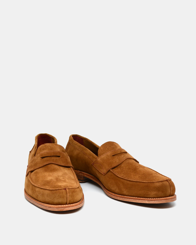 Men's tobacco brown suede leather Penny Loafers