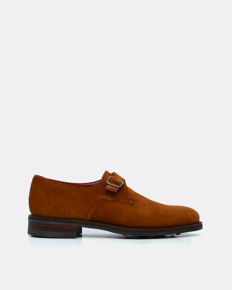 Suede single monk hot sale strap shoes